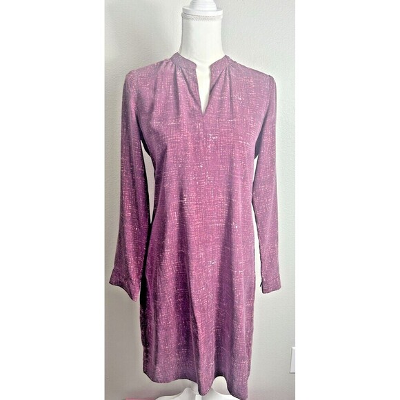 J. Jill 100% Silk Burgundy Knee Length Shift Dress Size XS (0/2) - Picture 1 of 9